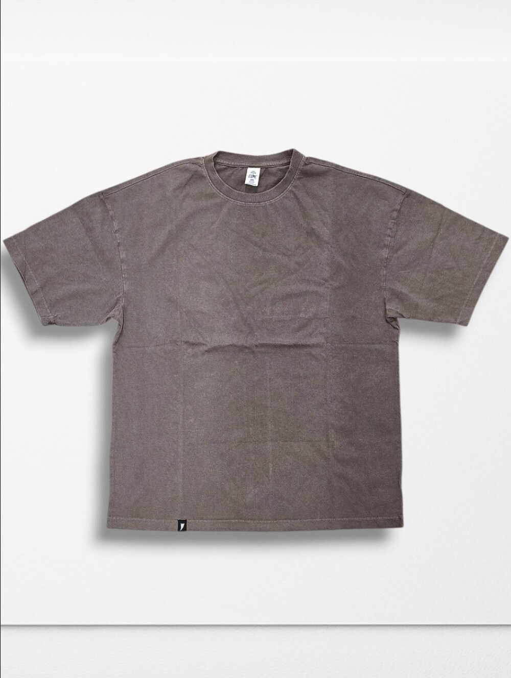 Men's Heavyweight Short Sleeve T-Shirt - Vintage Washed Cement / Brown (Size Lar